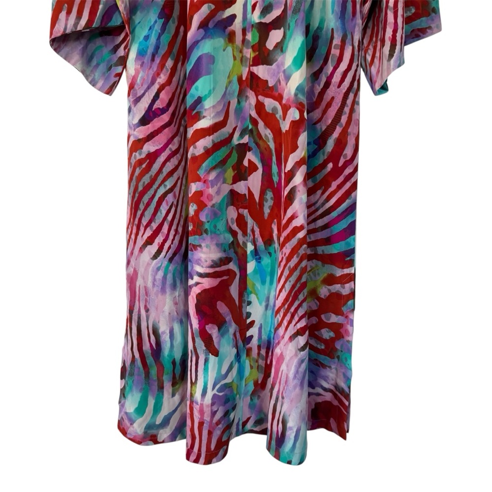 Natori Multicolor Zebra-Print Silk Robe - Picture 4 of 5